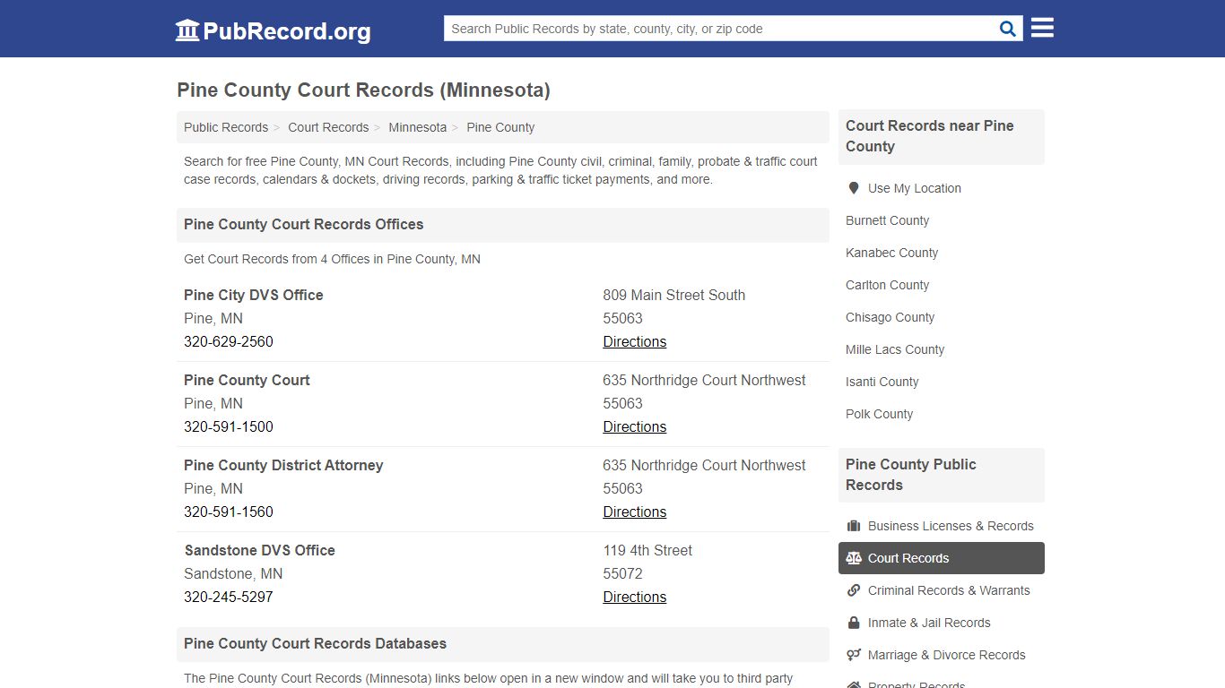 Free Pine County Court Records (Minnesota Court Records) - PubRecord.org