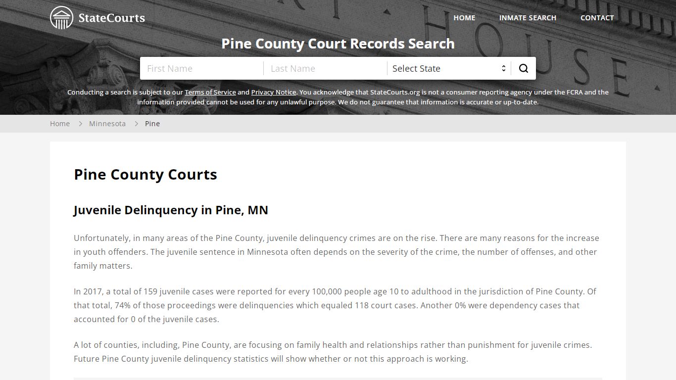 Pine County, MN Courts - Records & Cases - StateCourts
